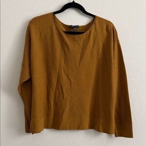 Eileen Fisher Relaxed Crewneck Sweater - Mustard Brown Sz M